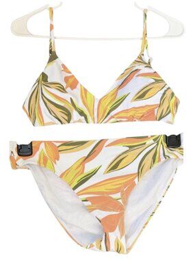 roxy tropical print triangle bikini set